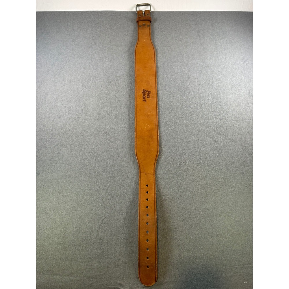 Pro Sport Vintage Leather Weightlifting Belt Tan Powerlifting Bodybuilding Large